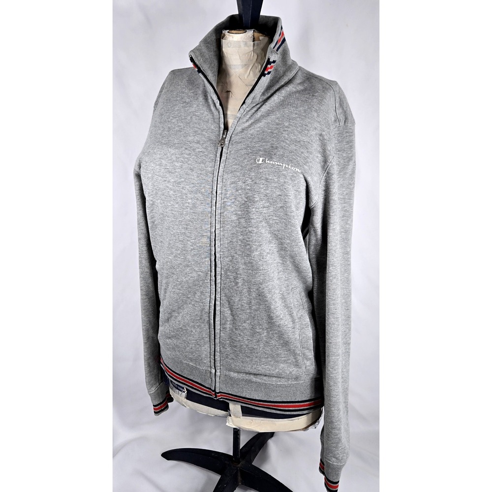 Champion Full Zip Jacket Gray Small S Athletic Warm Up Track Lightweight Retro